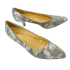 Brunate Gray & Silver Camouflage-Style Heels